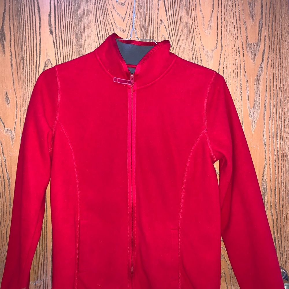 Red jacket.